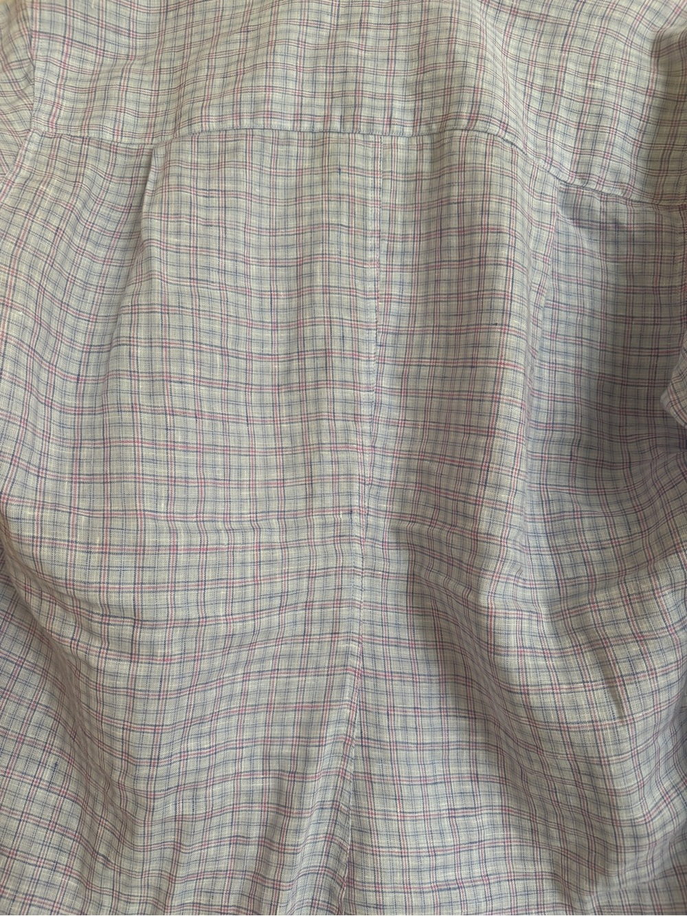 Frank & Eileen Women’s Barry Light Blue/Pink Plaid Button-Up Linen Shirt - Picture 6 of 9